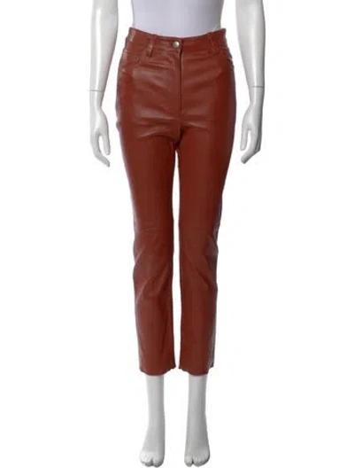 Pre-owned Joseph Lambskin Straight Leg Pants In Brown