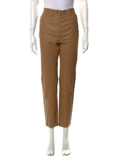 Pre-owned Joseph Lambskin Straight Leg Pants In Brown