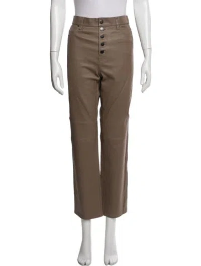 Pre-owned Joseph Lambskin Straight Leg Pants In Brown
