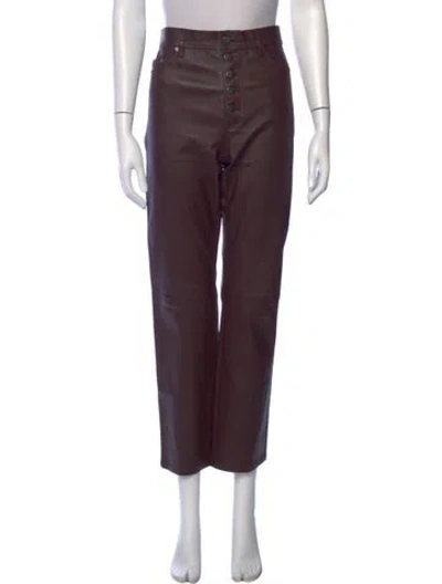 Pre-owned Joseph Lambskin Straight Leg Pants In Burgundy