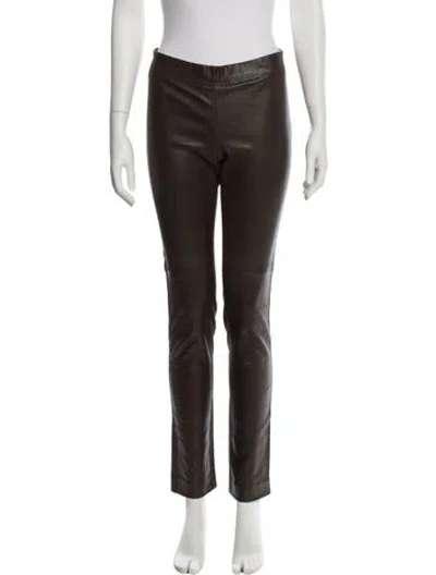 Pre-owned Joseph Lambskin Straight Leg Pants In Green