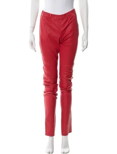 Pre-owned Joseph Lambskin Straight Leg Pants In Red