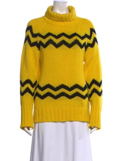 Pre-owned Joseph Lambswool Striped Sweater W/ Tags In Yellow