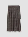 Joseph Lavy Crepe De Chine Print Silk Skirt In Black/escargot
