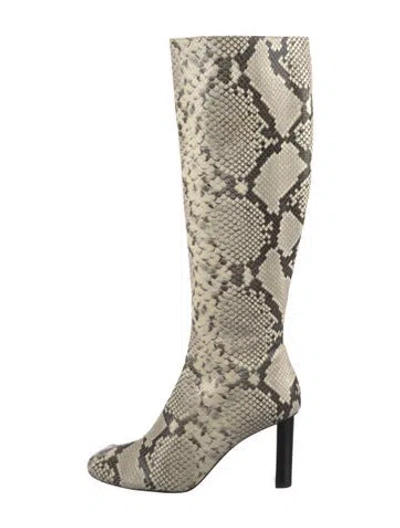 Pre-owned Joseph Leather Animal Print Boots In Neutrals