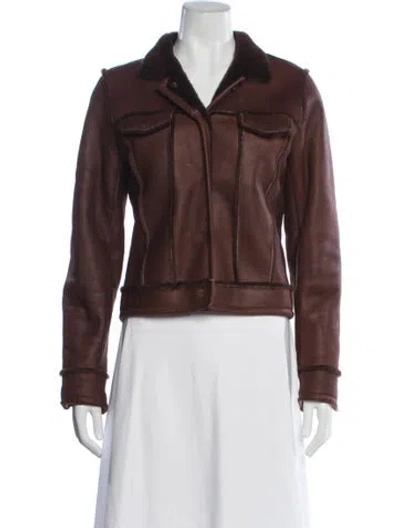 Pre-owned Joseph Leather Biker Jacket In Brown