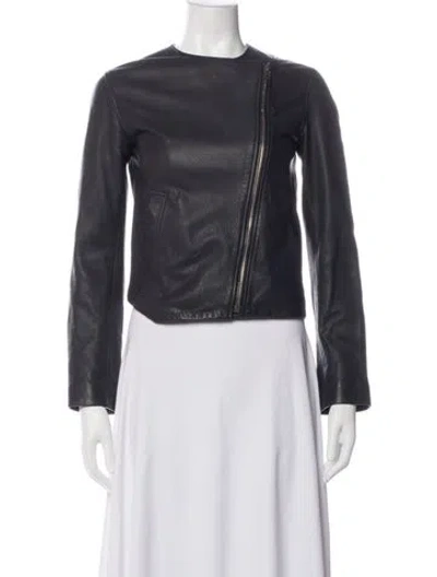 Pre-owned Joseph Leather Biker Jacket In Green