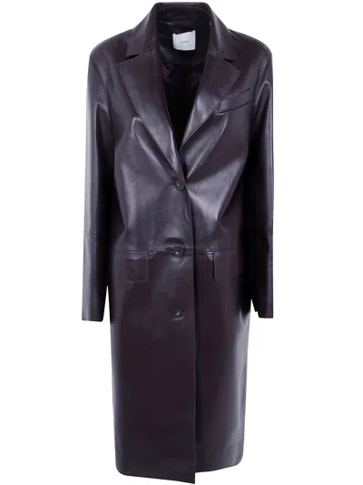 Joseph Leather Coat In Purple