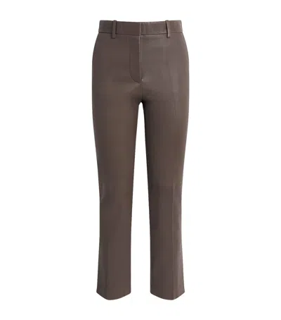 Joseph Leather Coleman Trousers In Brown