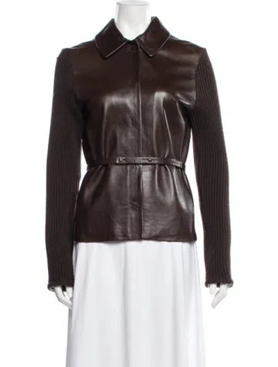 Pre-owned Joseph Leather Jacket In Brown
