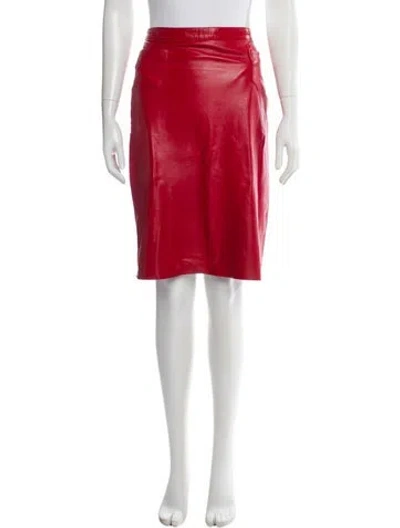 Pre-owned Joseph Leather Knee-length Skirt In Red