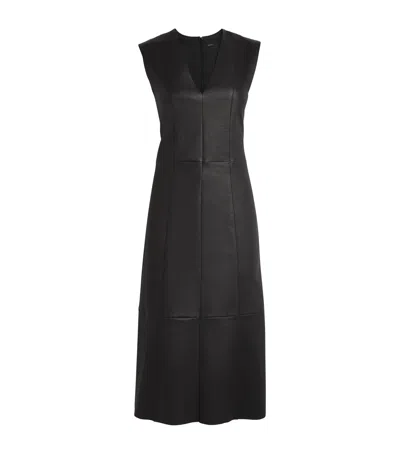 Joseph Leather Kosma Midi Dress In Black