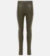 Joseph Leather Leggings In Green