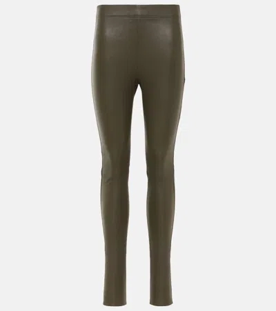 Joseph Leather Leggings In Green