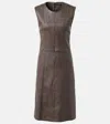 Joseph Leather Midi Dress In Brown