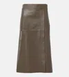 Joseph Leather Midi Skirt In Brown