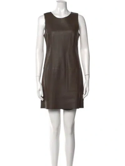 Pre-owned Joseph Leather Mini Dress In Green