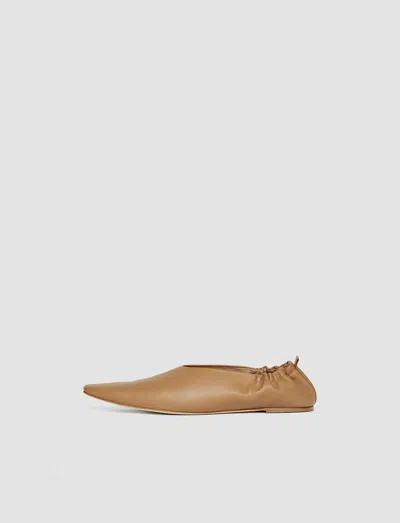 Joseph Leather Pointy Ballerina Shoes In Oak