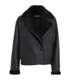 Joseph Rousse Textured Shearling Coat In Black