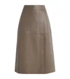 Joseph Leather Sèvres Midi Skirt In Brown
