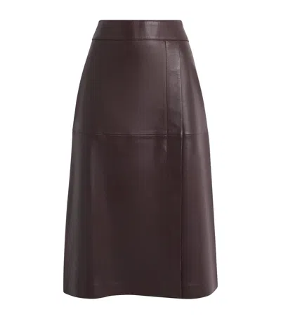 Joseph Leather Sèvres Midi Skirt In Red
