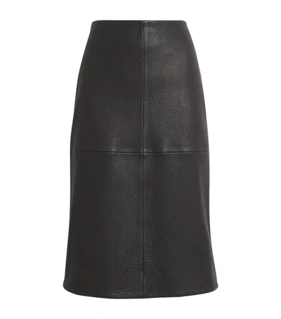 Joseph Leather Shroff Midi Skirt In Black