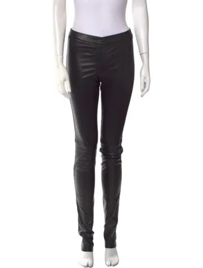 Pre-owned Joseph Leather Skinny Leg Pants In Black