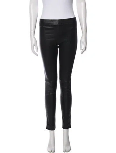 Pre-owned Joseph Leather Skinny Leg Pants In Black