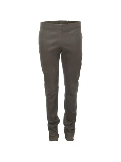 Pre-owned Joseph Leather Skinny Trousers In Gray