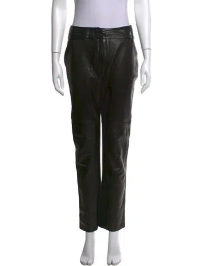 Pre-owned Joseph Leather Straight Leg Pants In Black
