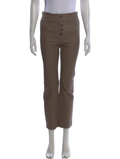 Pre-owned Joseph Leather Straight Leg Pants In Brown