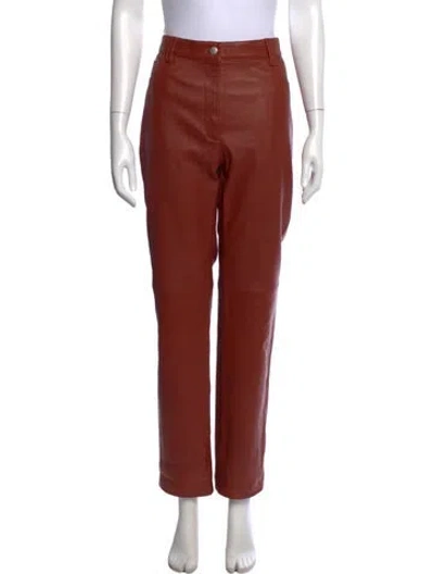 Pre-owned Joseph Leather Straight Leg Pants In Brown