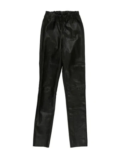 Pre-owned Joseph Leather Straight Leg Pants In Grey