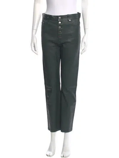 Pre-owned Joseph Leather Straight Leg Pants W/ Tags In Green