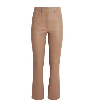 Joseph Leather Stretch Duke Trousers In Brown