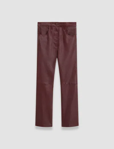 Joseph Leather Stretch Duke Trousers In Merlot