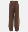 Joseph Leather Sweatpants In Braun