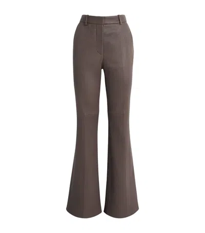 Joseph Leather Tafira Trousers In Brown