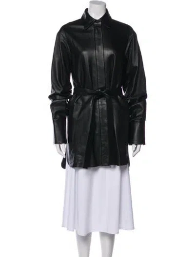 Pre-owned Joseph Leather Trench Coat W/ Tags In Green