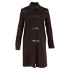 Joseph Leather-trimmed Coat In Brown Wool In Brown