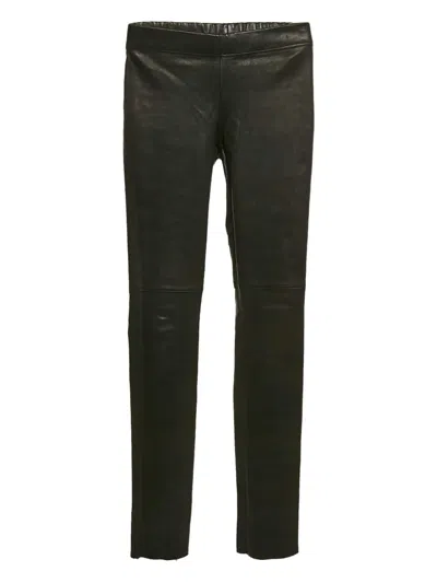 Pre-owned Joseph Leather Trousers In Black