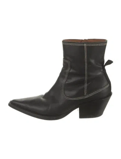 Pre-owned Joseph Leather Western Boots In Black