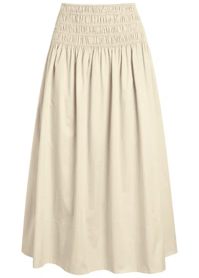 JOSEPH JOSEPH LEONIE GATHERED COTTON-SATEEN MIDI SKIRT