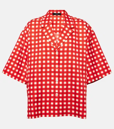 Joseph Leopold Gingham Silk And Cotton Shirt In Crimson Combo
