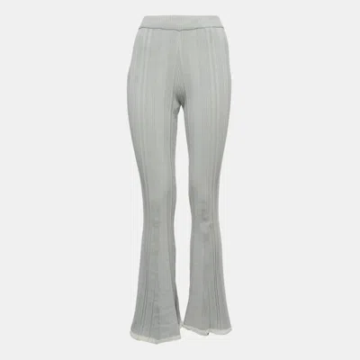 Pre-owned Joseph Light Blue Striped Cotton Knit Flared Pants Xxs