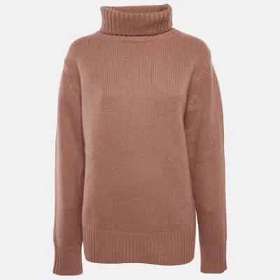Pre-owned Joseph Light Brick Cashmere Knit Turtleneck Sweater S In Brown