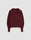 Joseph Light Cardigan Stitch Open Neck Jumper In Merlot