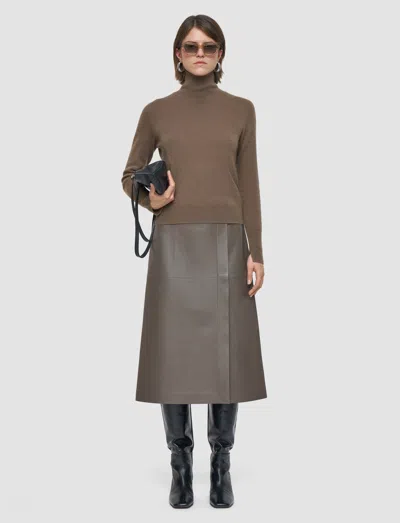 Joseph Light Pure Cashmere High Neck Jumper In Brown