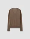 Joseph Womens Mushroom Light Pure Cashmere V-neck Jumper Xl In Brown