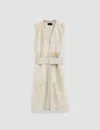 Joseph Light Shearling Cresson Long Gilet In Ivory
